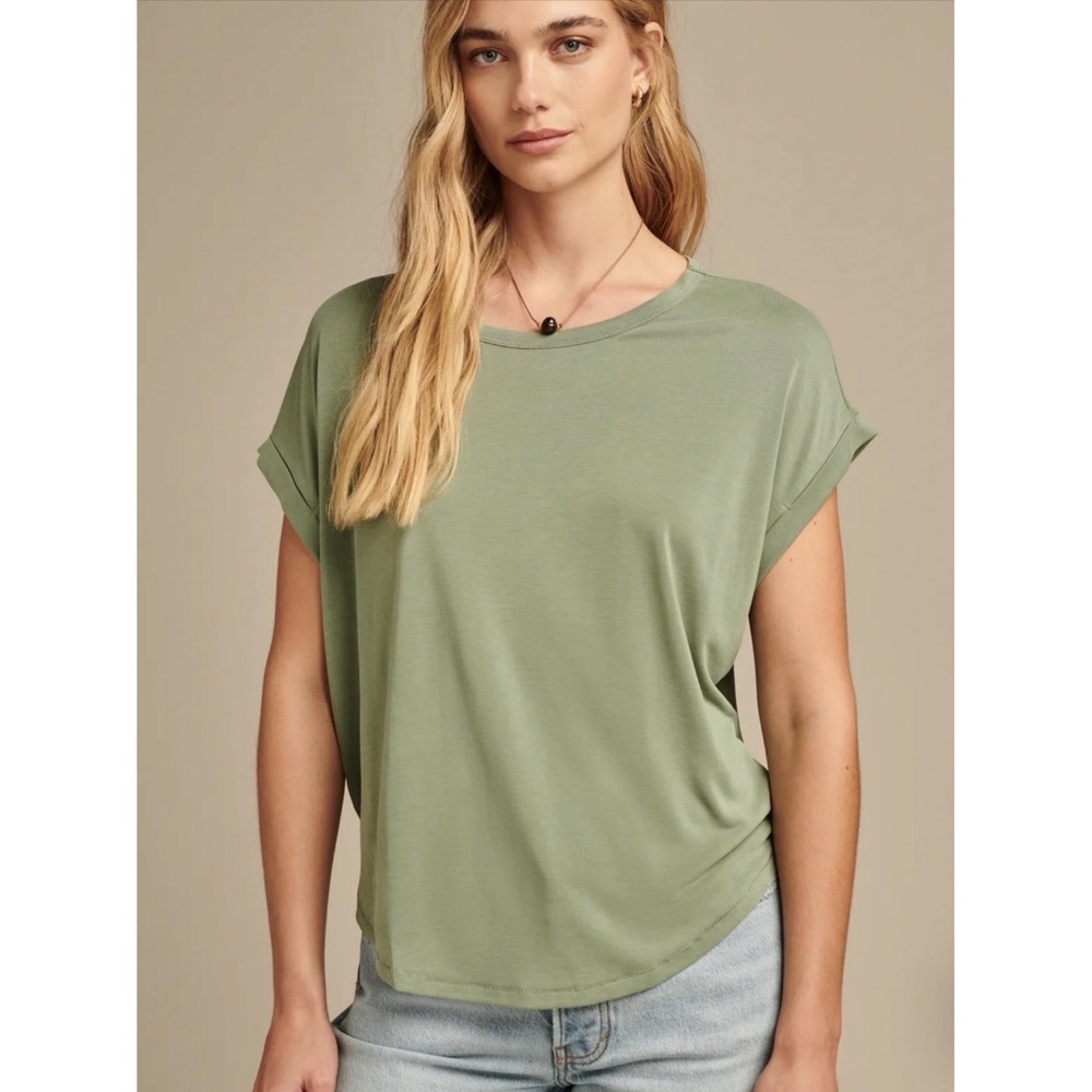 Lucky Brand Sandwash Dolman Tee Lodes Green Short Sleeve Shirt Womens M